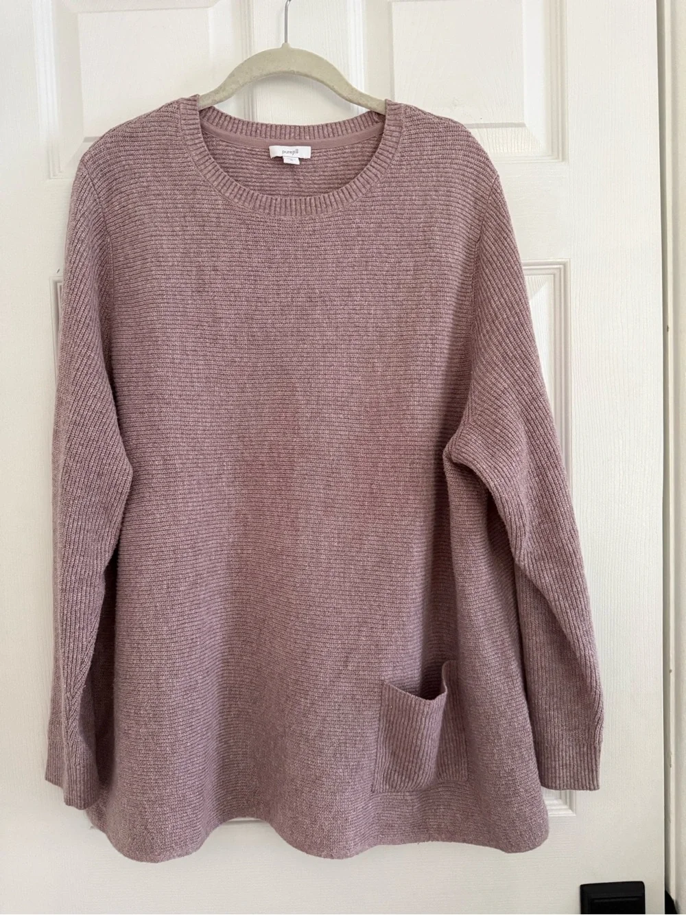 J. Jill Dusty Rose Lightweight Ribbed Crewneck Sweater with Pocket -XL
